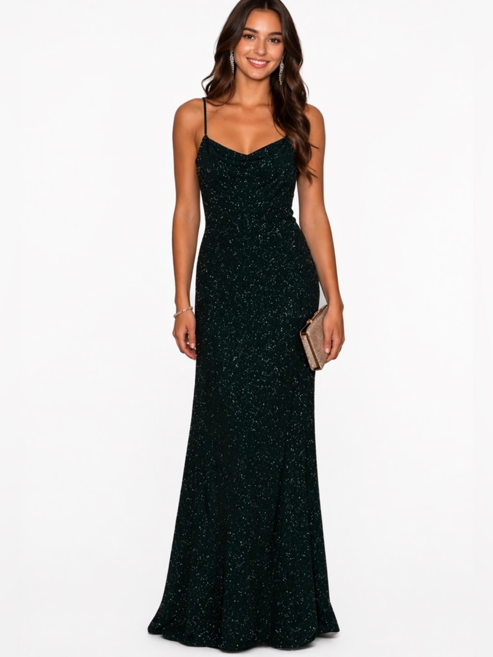 Windsor Sparkly Maxi Dress Women's XL Juniors Teal Green‎ Prom Formal Party
